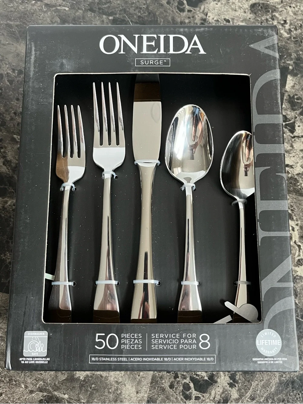 ONEIDA Surge 50-Piece Flatware Set  Stainless Steel Scandinavian Style